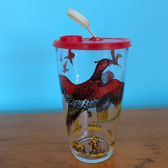 Mid-Century Hazel Atlas Pheasant Cocktail Shaker with Original Lid - Picture 11 of 12